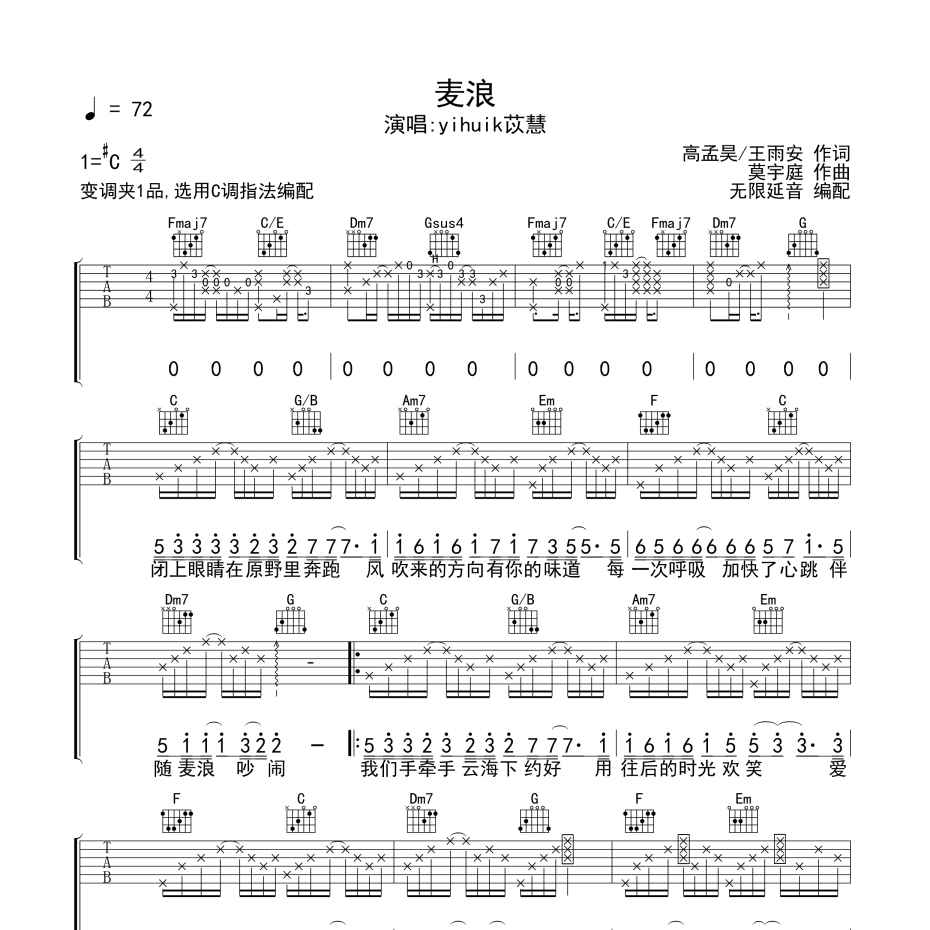 麦浪吉他谱