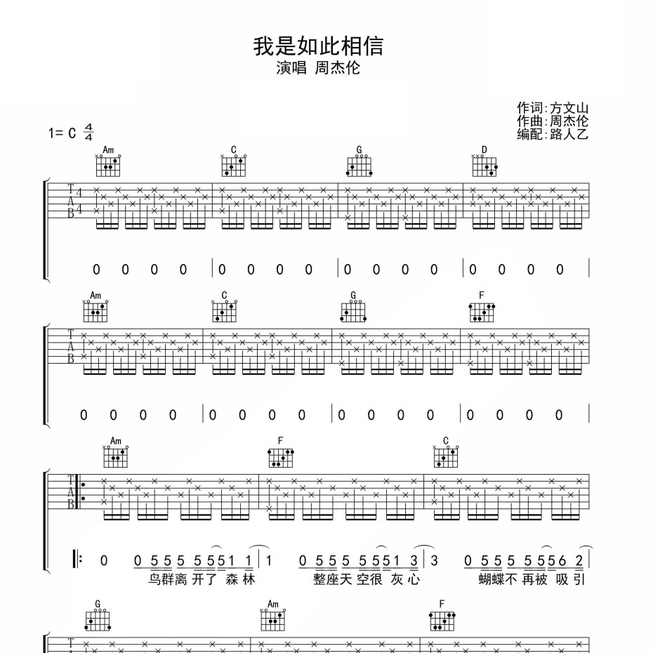 我是如此相信吉他谱