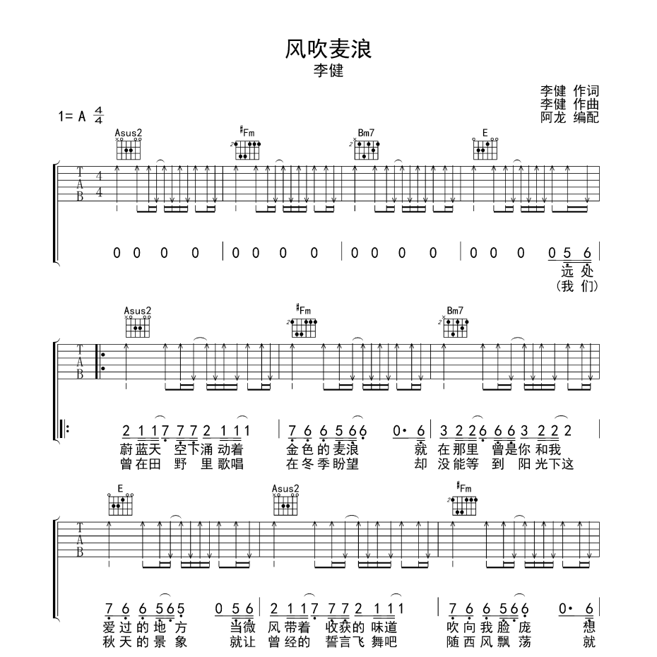 风吹麦浪吉他谱