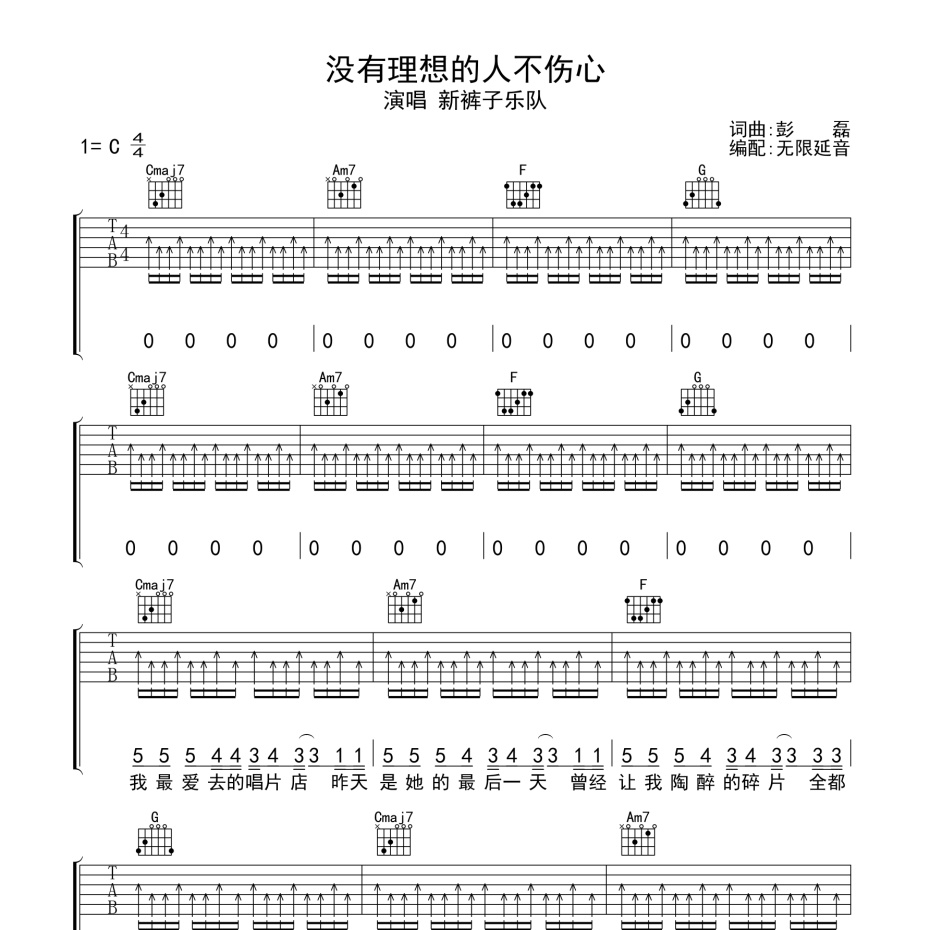 没有理想的人不伤心吉他谱