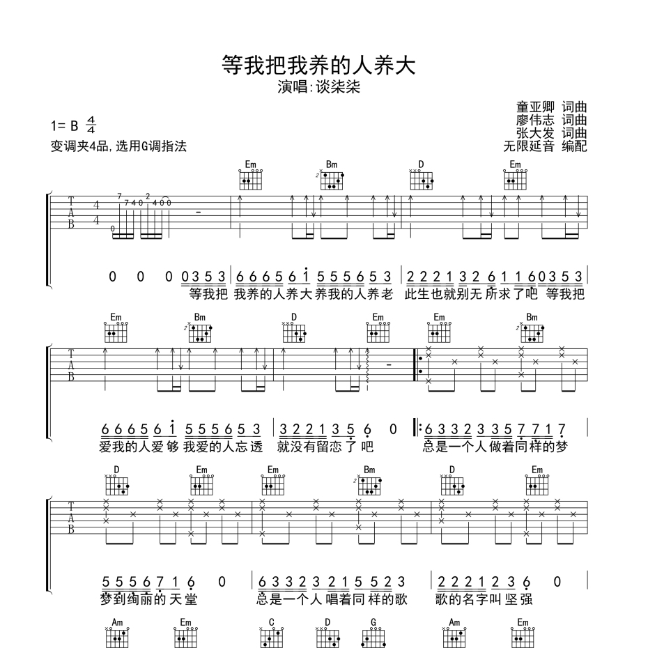 等我把我养的人养大吉他谱