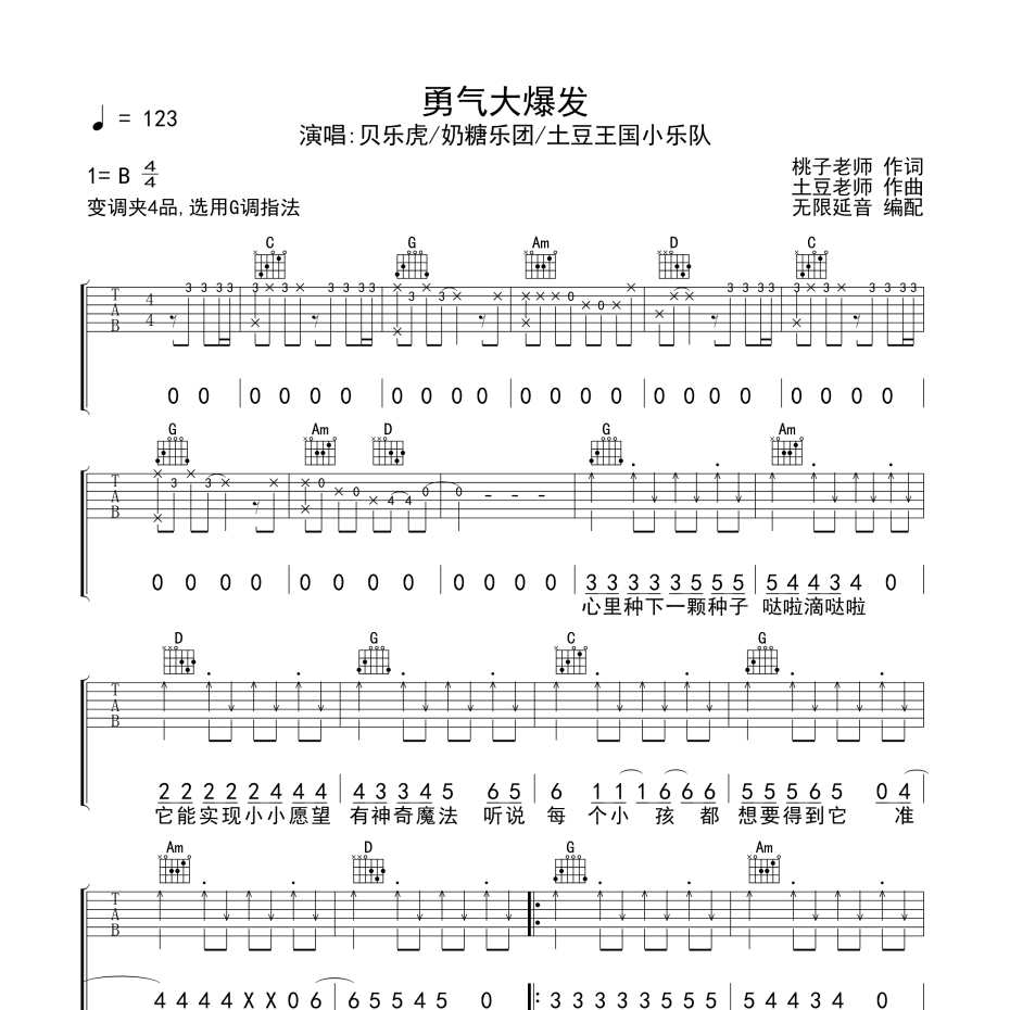 勇气大爆发吉他谱