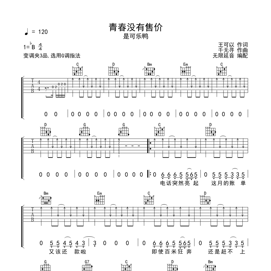 青春没有售价吉他谱