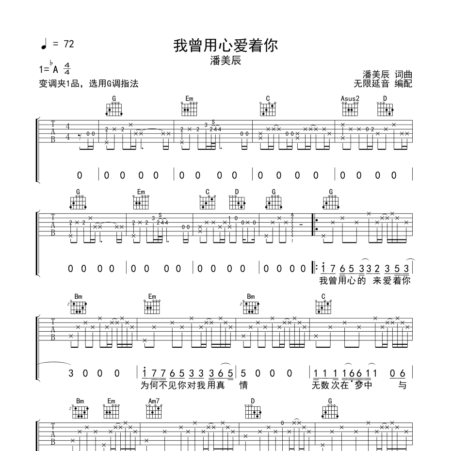 我曾用心爱着你 吉他谱