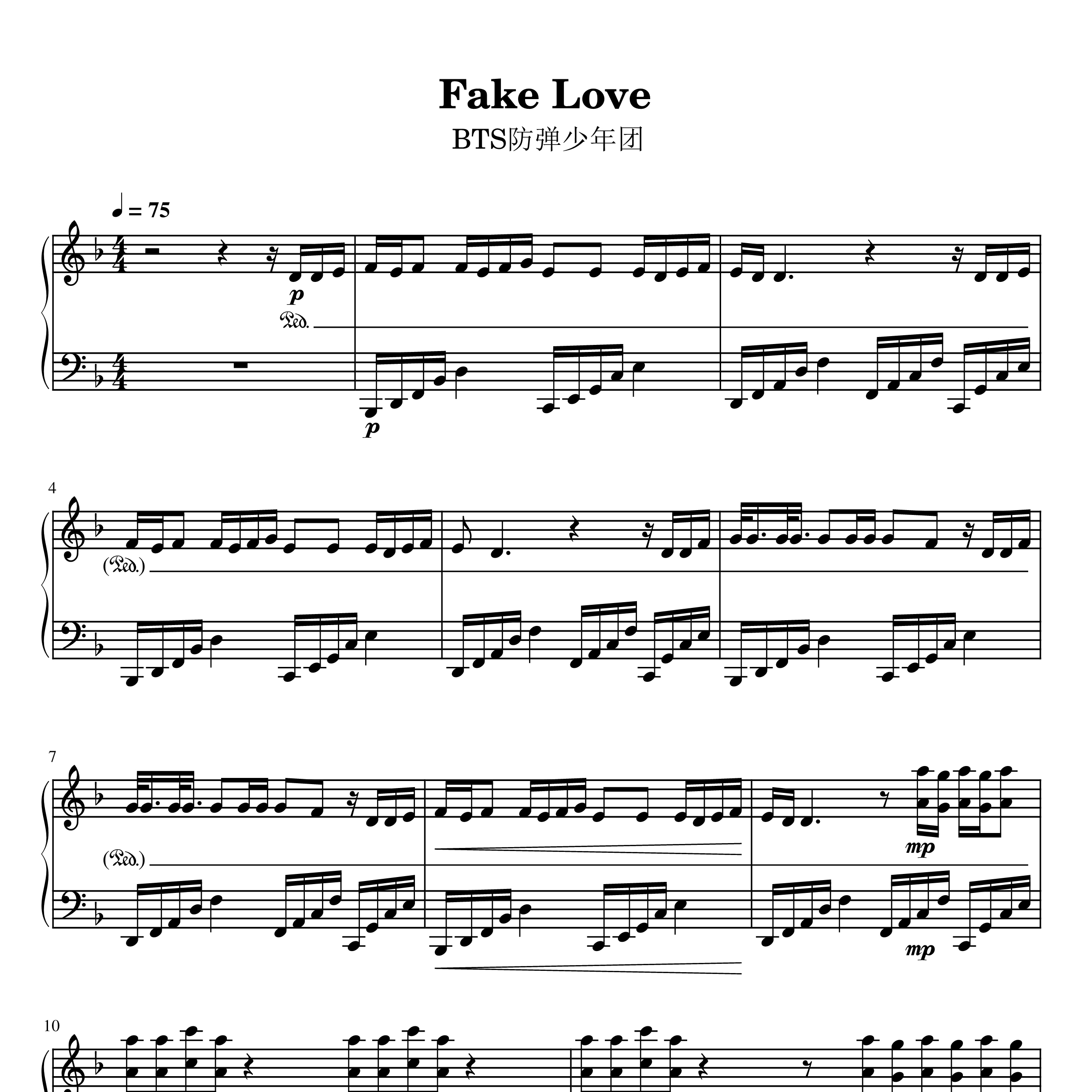 Fake Love钢琴谱