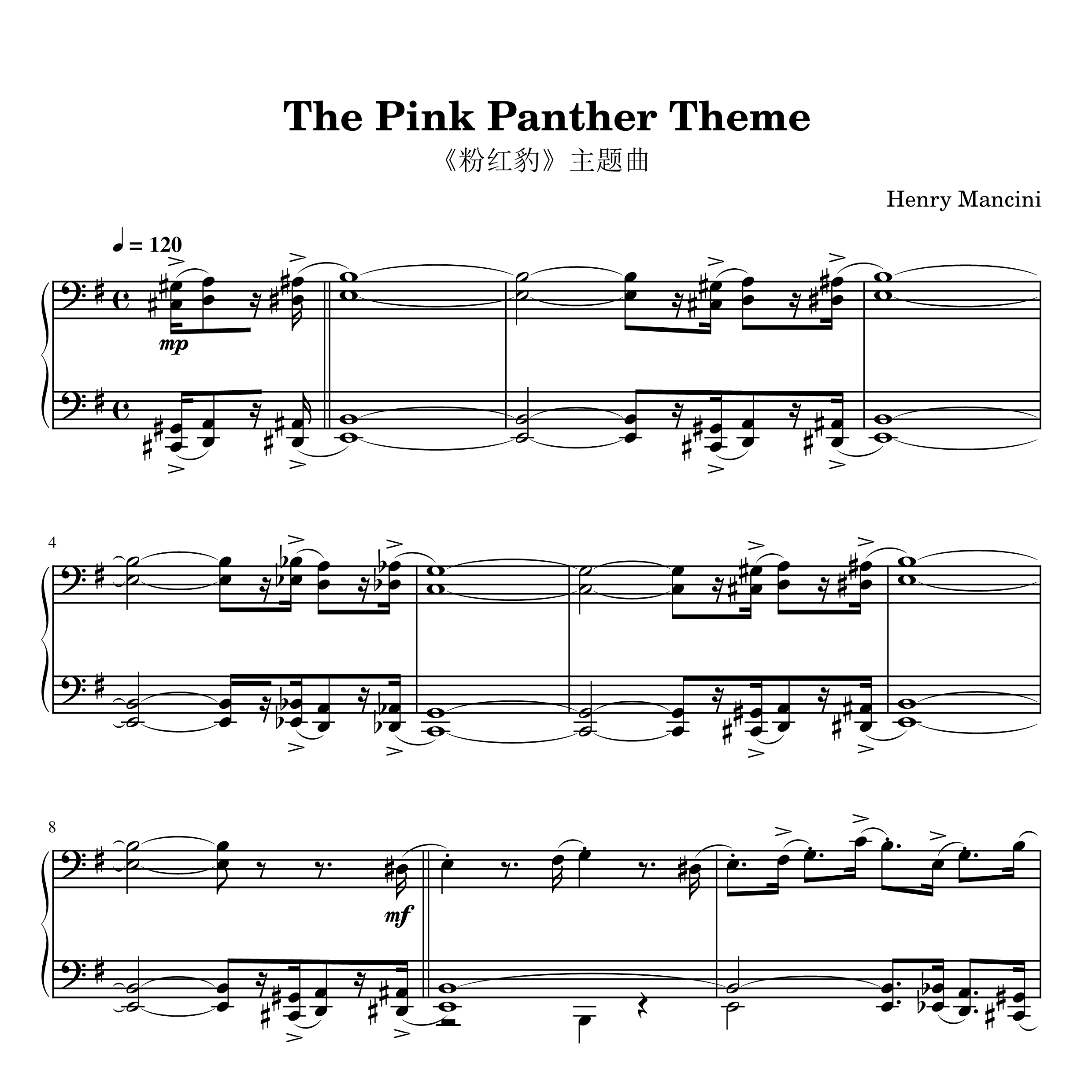 The Pink Panther Theme钢琴谱