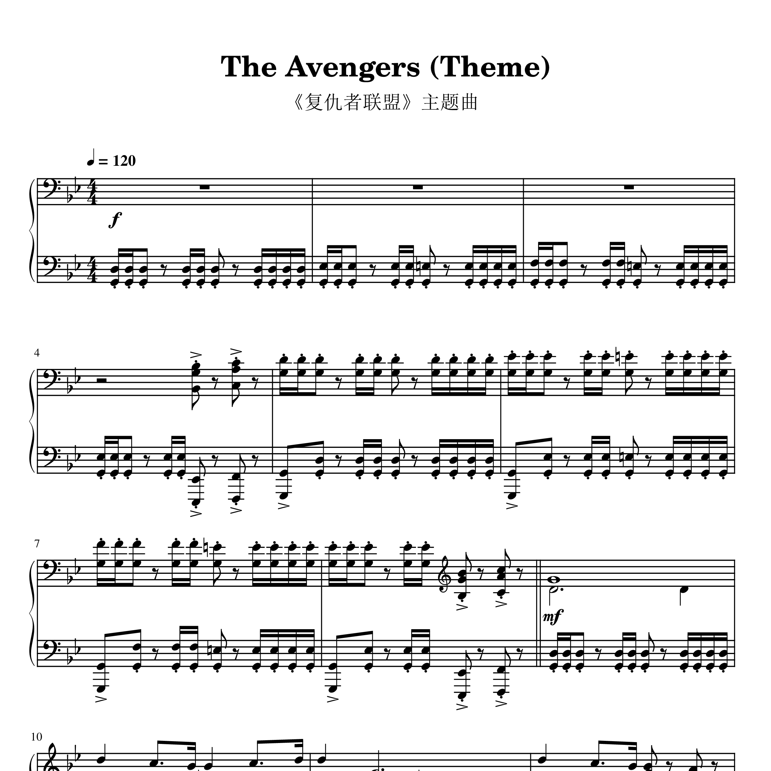 The Avengers (Theme)钢琴谱