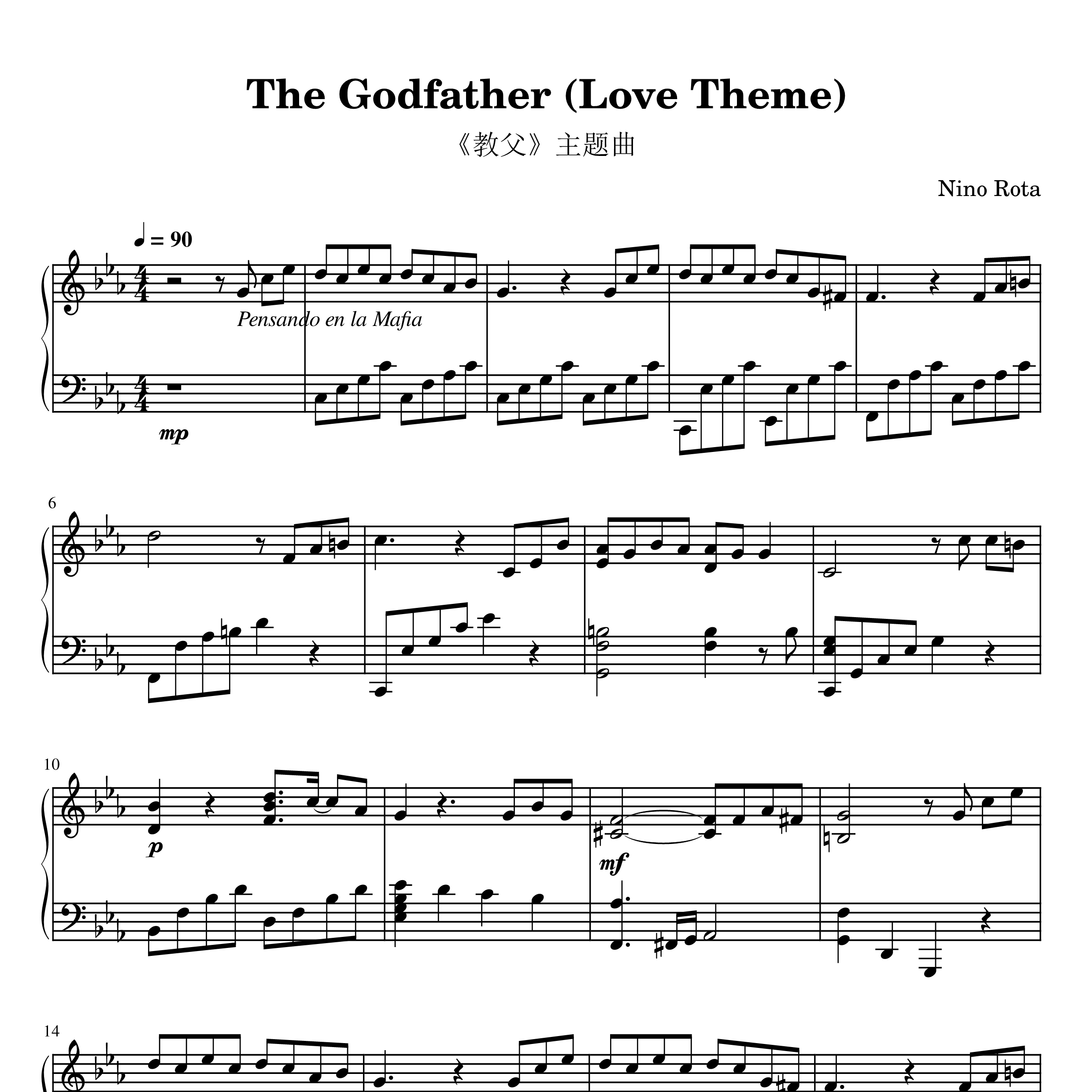 The Godfather (Love Theme)钢琴谱