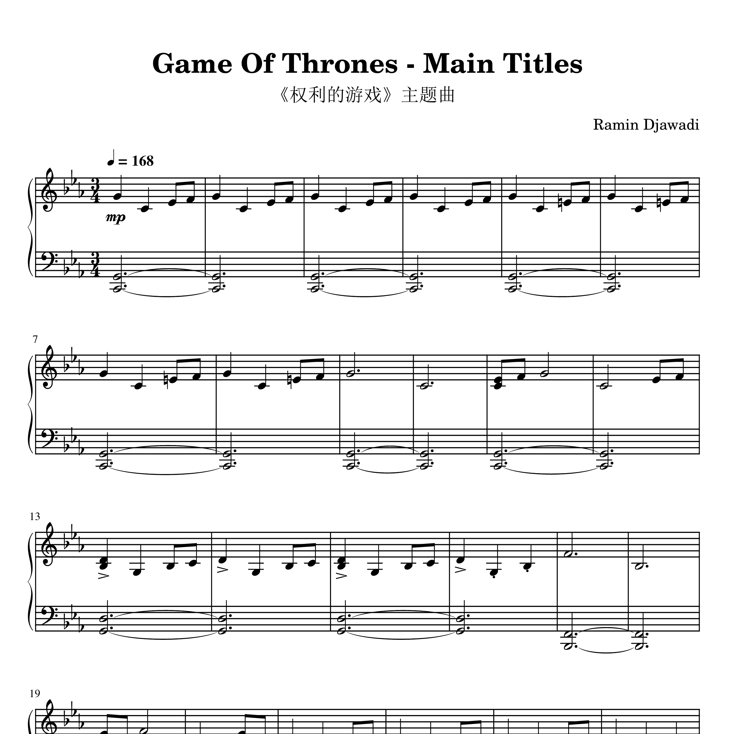 Game of Thrones钢琴谱