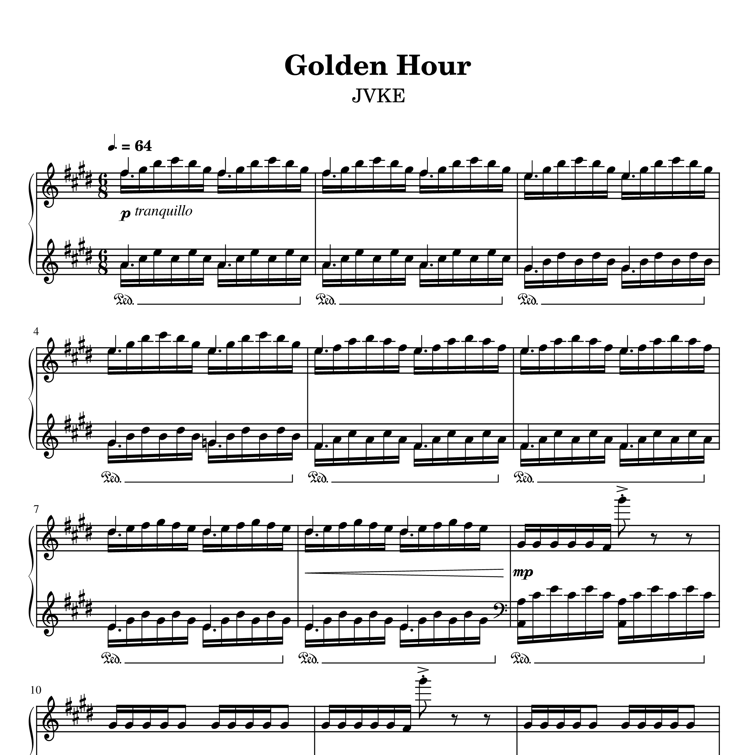 Golden Hour钢琴谱