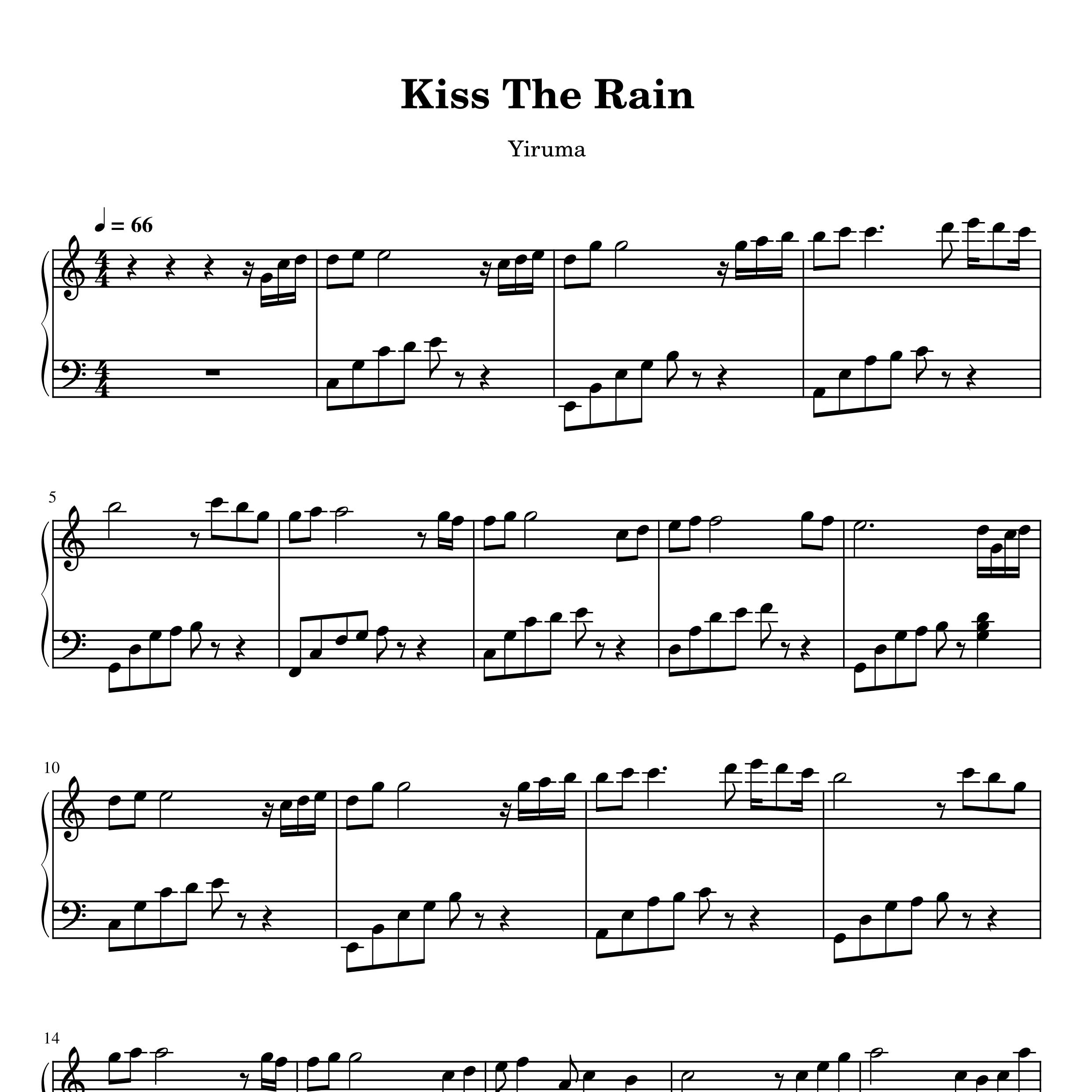 Kiss The Rain简单版钢琴谱