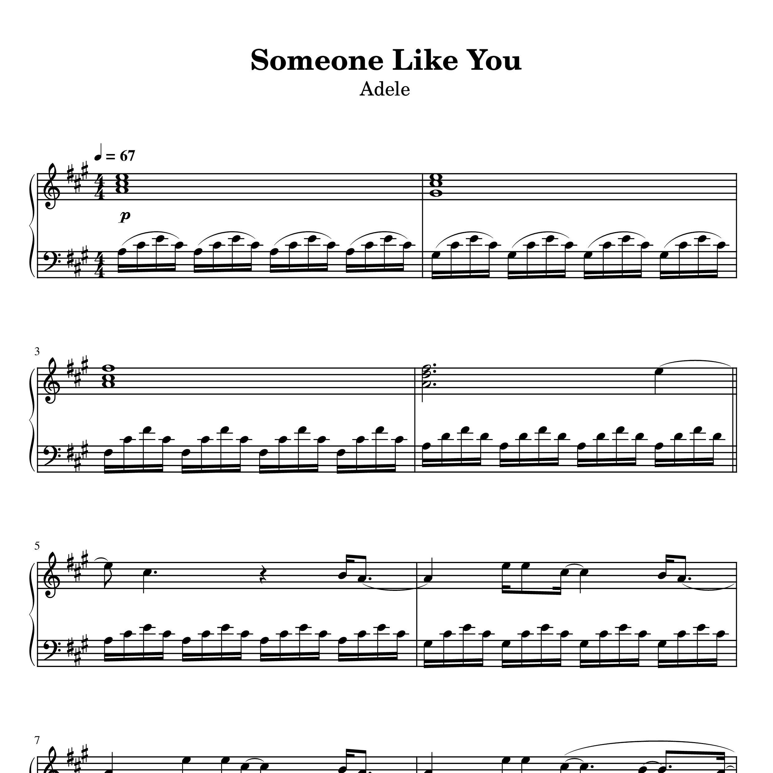 Someone Like You钢琴谱