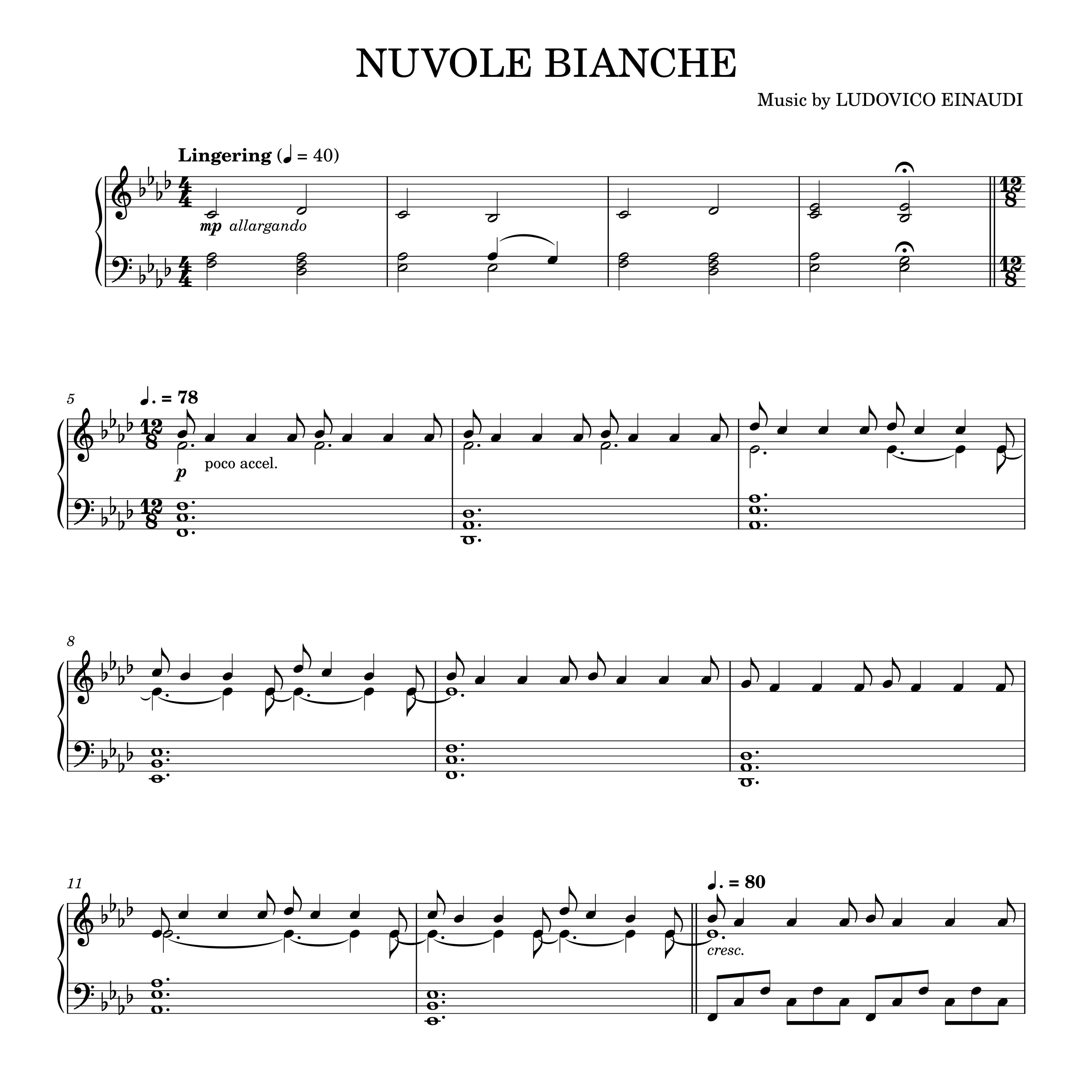 Nuvole Bianche钢琴谱