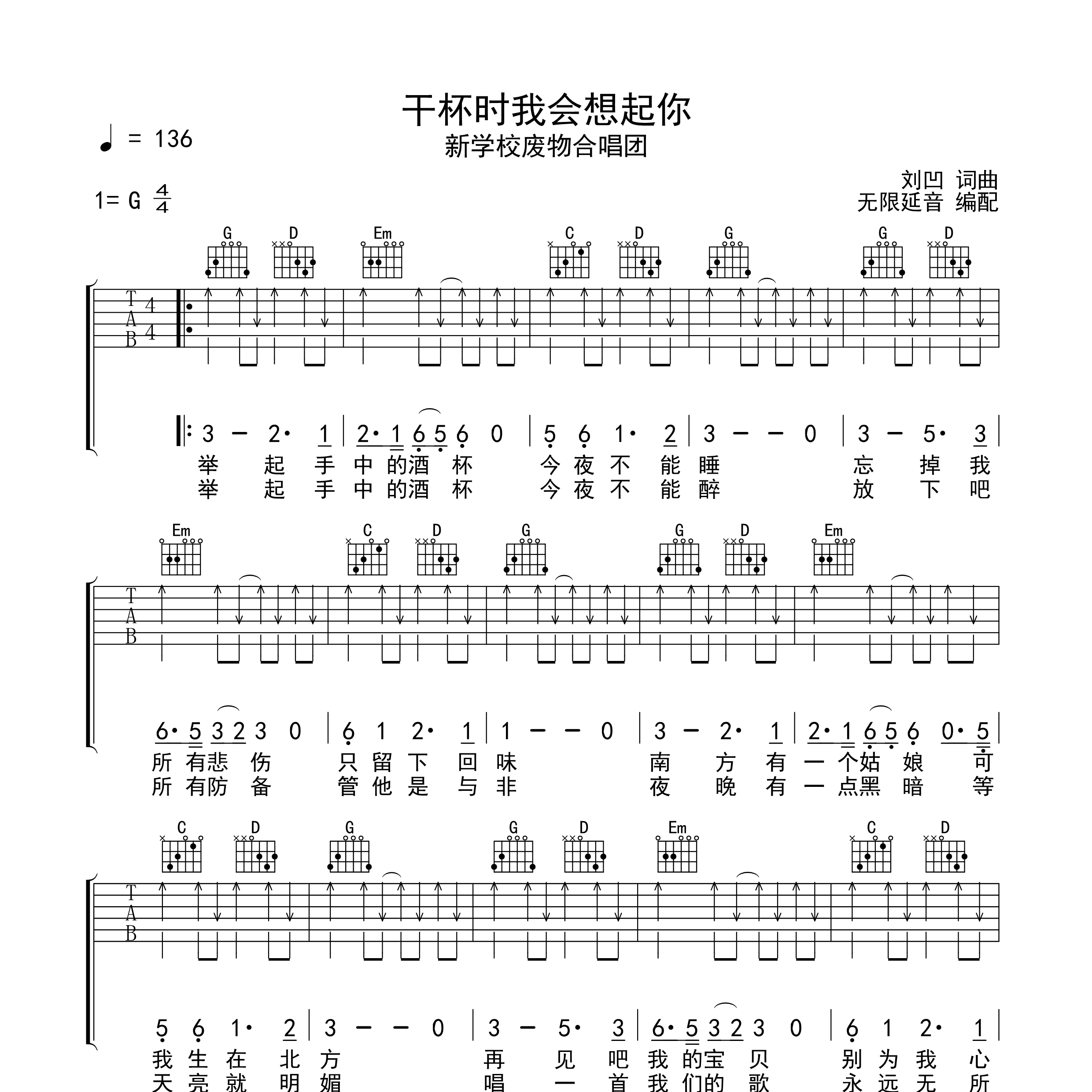 干杯时我会想起你吉他谱