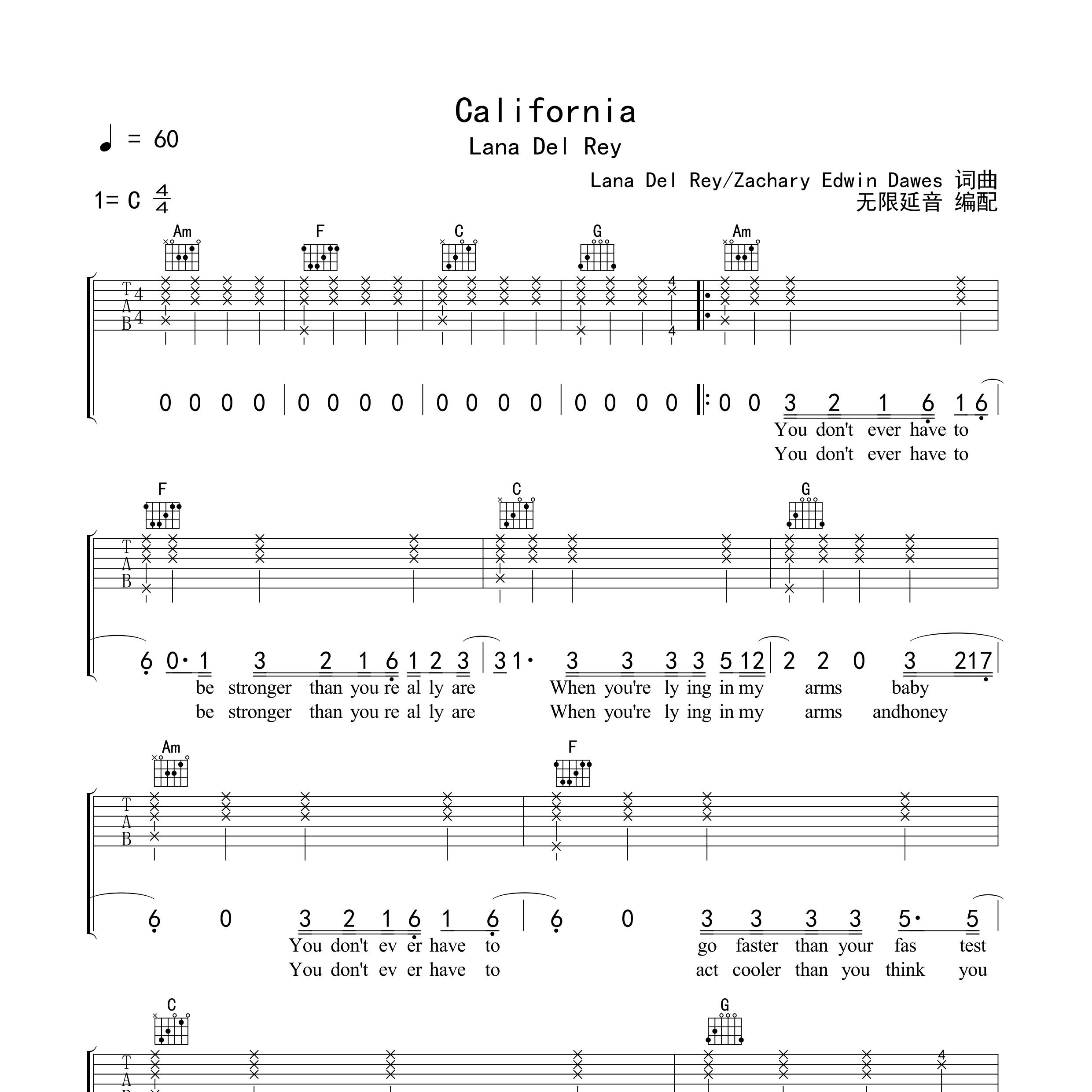 California吉他谱